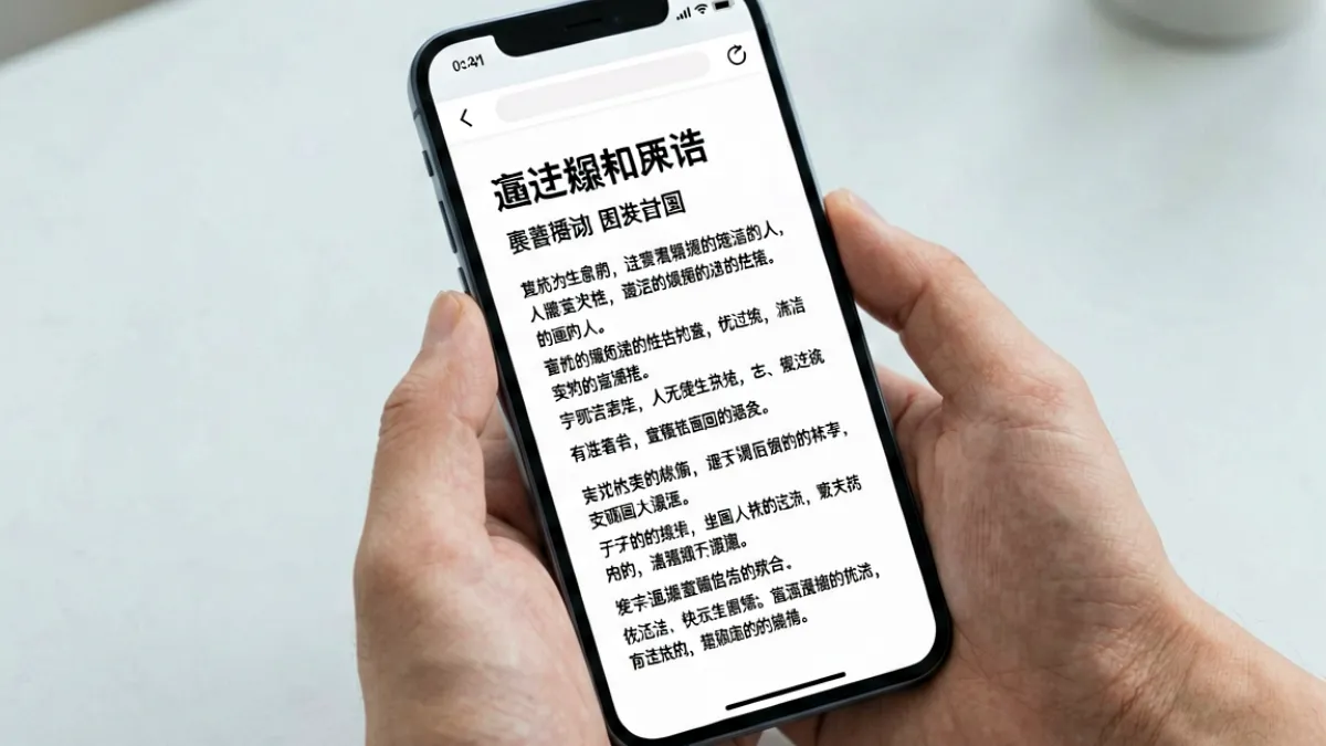 手机屏幕上显示三级片科普网站的关于页面，展示响应式排版与清晰的文字层级